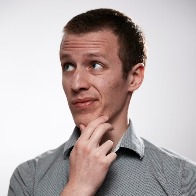 Person thinking through a problem to solve